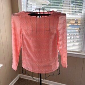 Covington Long Sleeve Pink/Peach Sheer Shirt SZ. S